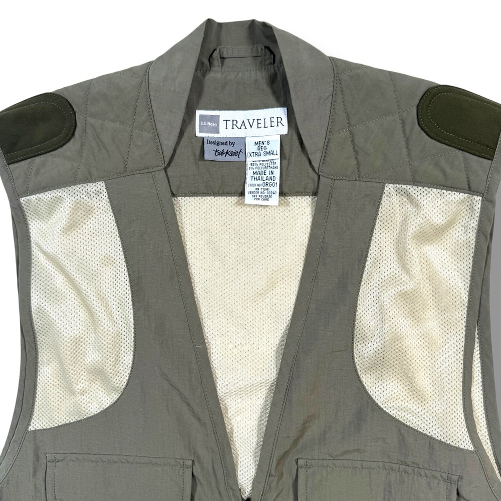 LL Bean Traveler Vest Mens Extra Small Green Bob Krist Multi Pocket Utility XS